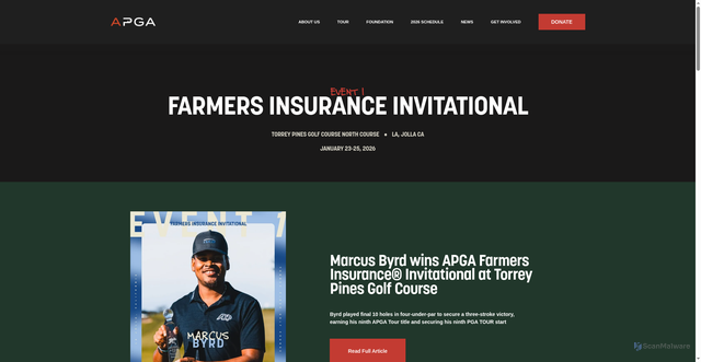 Security scan screenshot of https://www.apgatour.org/2026-farmersinsurance-invitational