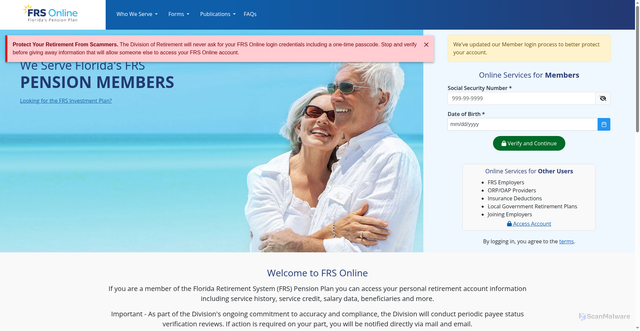 Security scan screenshot of https://frs.fl.gov/