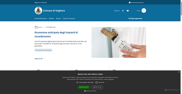 Security scan screenshot of https://www.comune.voghera.pv.it/it