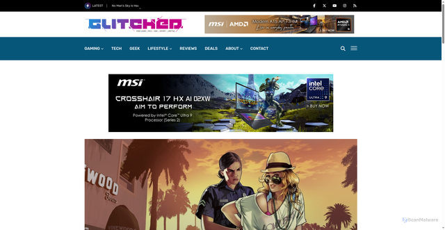 Security scan screenshot of https://www.glitched.online/playstation-plus-lineup-for-november-includes-gta-v-pacific-drive-and-more/