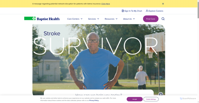 Security scan screenshot of https://baptist-health.org