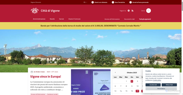Security scan screenshot of https://www.comune.vigone.to.it/