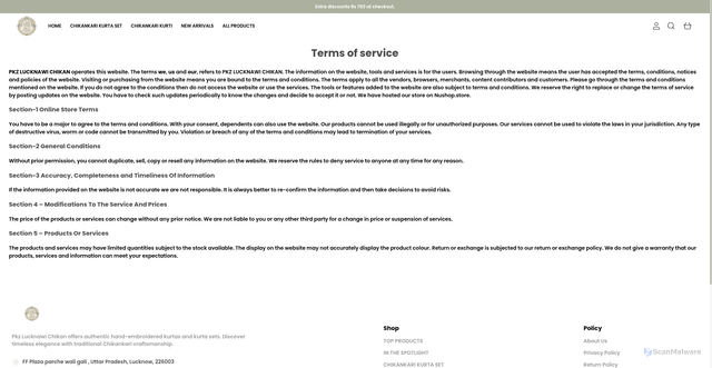 Security scan screenshot of https://pkzlucknawichikan.com/terms-and-conditions