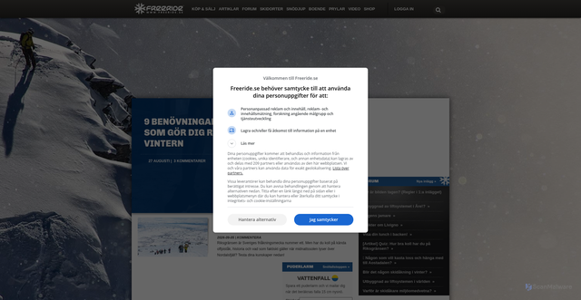 Security scan screenshot of https://freeride.se