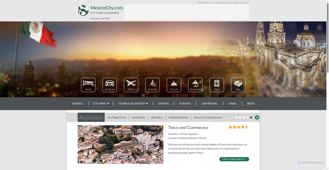 Security scan screenshot of https://www.mexicocity.com/
