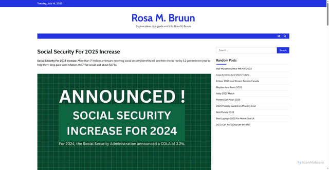 Security scan screenshot of https://rosabruunm.pages.dev/mnnfn-social-security-for-2025-increase-vqbrs/