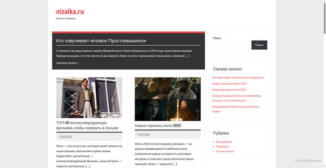 Security scan screenshot of https://nizaika.ru