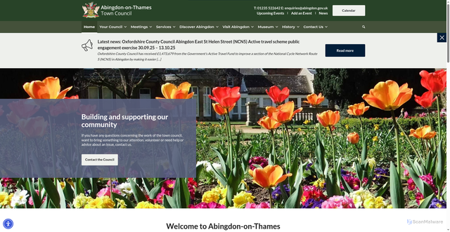 Security scan screenshot of https://www.abingdon.gov.uk/