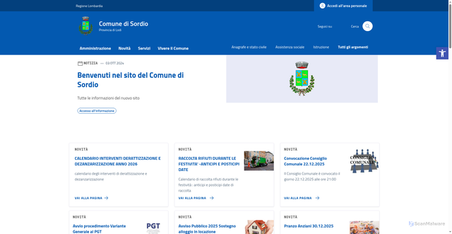 Security scan screenshot of https://comune.sordio.lo.it/