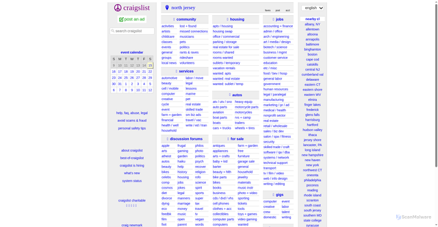 Security scan screenshot of https://newjersey.craigslist.org