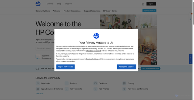 Security scan screenshot of https://h30487.www3.hp.com