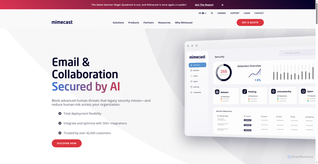 Security scan screenshot of https://security-uk.m.mimecastprotect.com