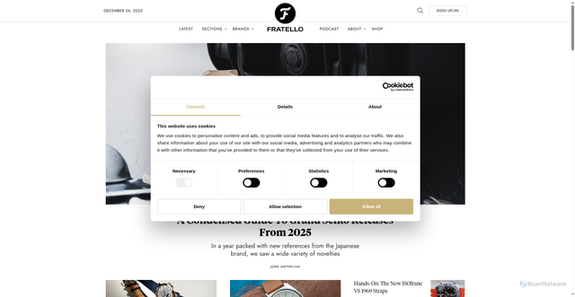 Security scan screenshot of https://www.fratellowatches.com