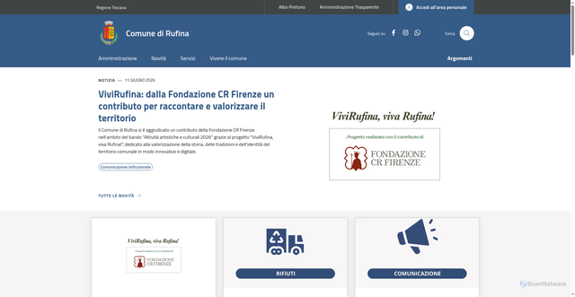 Security scan screenshot of https://www.comune.rufina.fi.it