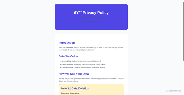 Security scan screenshot of https://linkautodm-d8brpi07w9.edgeone.app/