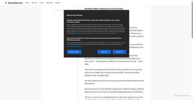 Security scan screenshot of https://www.recordnet.com/story/news/2000/11/03/rooftop-robber-sentenced-to-32/50803285007/