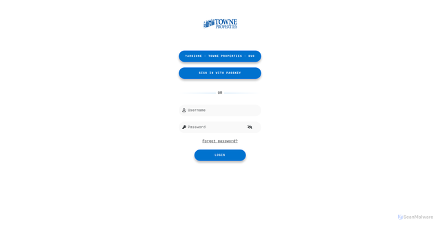 Security scan screenshot of https://towneproperties.yardione.com