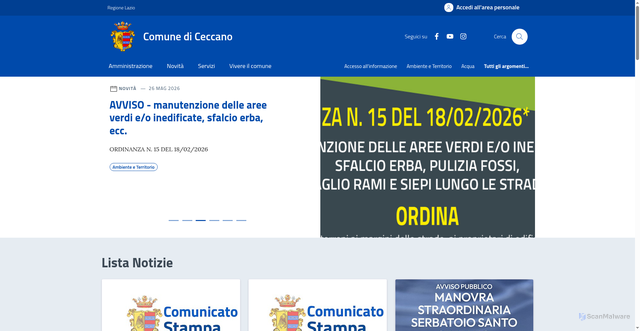 Security scan screenshot of https://www.comune.ceccano.fr.it
