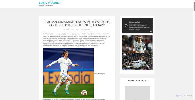 Security scan screenshot of https://www.lukamodric.info/