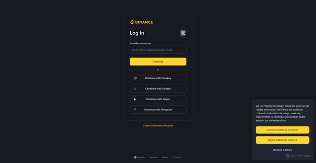 Security scan screenshot of https://accounts.binance.com/