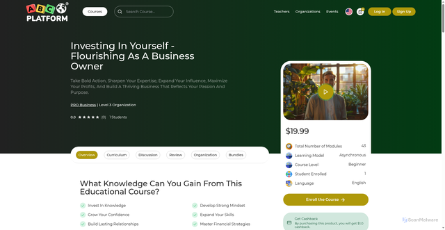 Security scan screenshot of https://abcplatform.com/courses/Business/Sales-&-Impact/Course-Details/C340D/ABC630OR/Investing-In-Yourself---Flourishing-As-A-Business-Owner