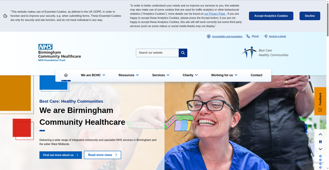 Security scan screenshot of http://www.bhamcommunity.nhs.uk