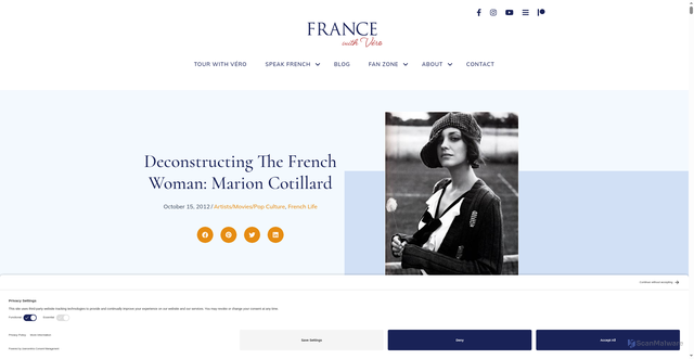 Security scan screenshot of https://francewithvero.com/blog/the-french-woman/