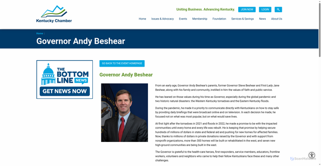 Security scan screenshot of https://www.kychamber.com/governor-andy-beshear