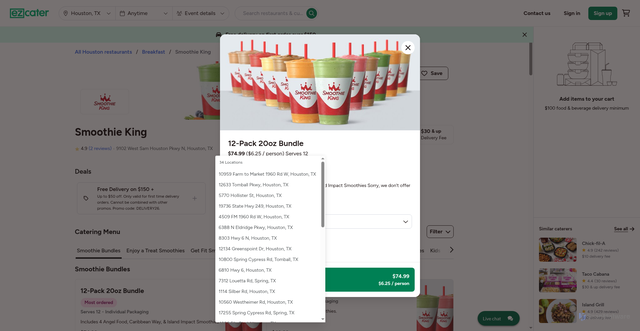 Security scan screenshot of https://www.ezcater.com/catering/smoothie-king-houston-west-sam-houston-pkwy-n