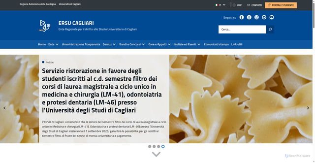 Security scan screenshot of https://ersucagliari.it/it/