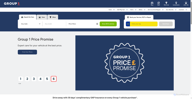 Security scan screenshot of https://group1auto.co.uk