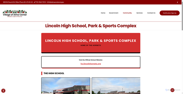 Security scan screenshot of https://almacenterwi.gov/lincoln-high-school-park-sports-complex/