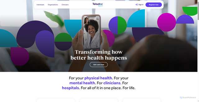 Security scan screenshot of https://www.teladochealth.com/