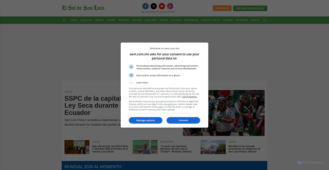Security scan screenshot of https://elsoldesanluis.com.mx