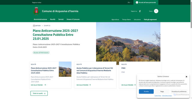 Security scan screenshot of https://comune.acquavivadisernia.is.it/