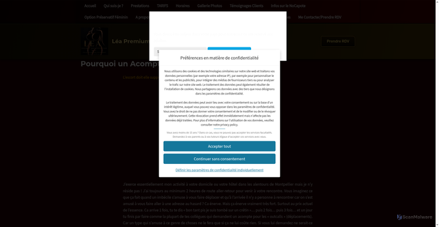 Security scan screenshot of https://escort-montpellier.com/pourquoi-un-acompte/