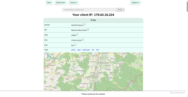 Security scan screenshot of https://infobyip.com