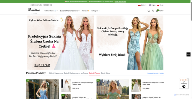 Security scan screenshot of https://madelinefashion.pl
