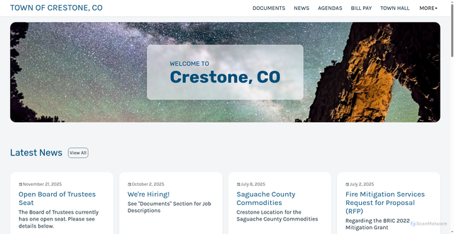 Security scan screenshot of https://townofcrestone.gov/