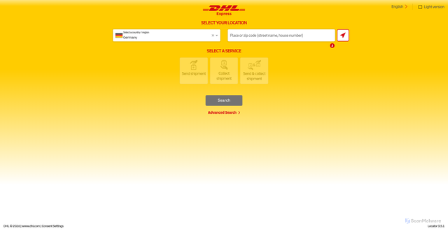 Security scan screenshot of https://locator.dhl.com
