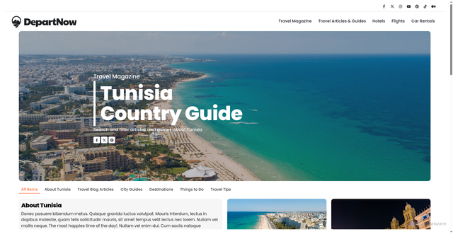 Security scan screenshot of https://www.departnow.com/country-guides/tunisia.html