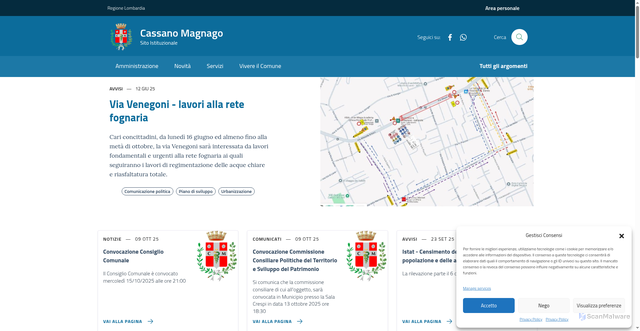 Security scan screenshot of https://www.comune.cassanomagnago.va.it/