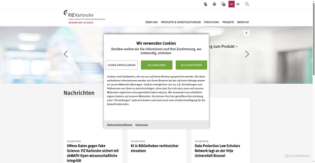 Security scan screenshot of https://www.fiz-karlsruhe.de/