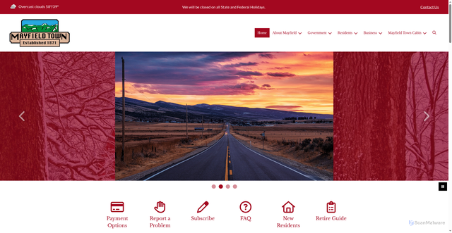 Security scan screenshot of https://mayfieldtownut.gov/