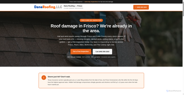 Security scan screenshot of http://rooferfriscotx.com/