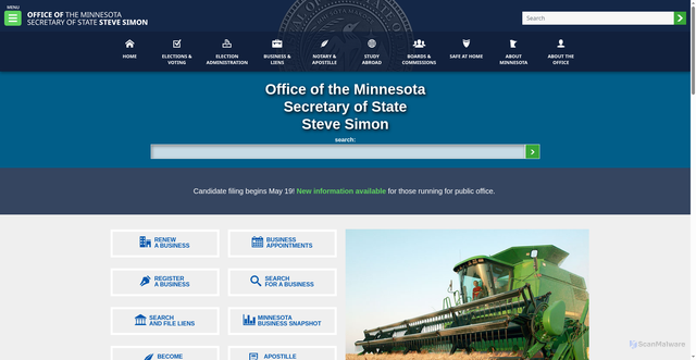 Security scan screenshot of https://sos.state.mn.us