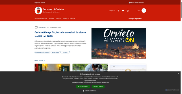 Security scan screenshot of https://www.comune.orvieto.tr.it