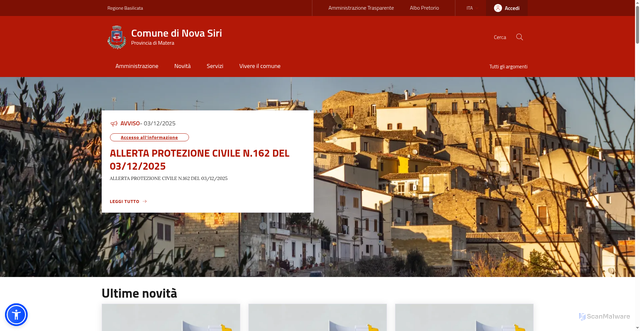 Security scan screenshot of https://www.comune.novasiri.mt.it/