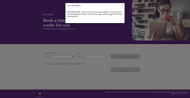 Security scan screenshot of https://bookings.ulsterbank.co.uk