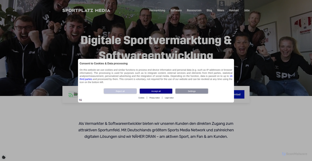 Security scan screenshot of https://sportplatz-media.com